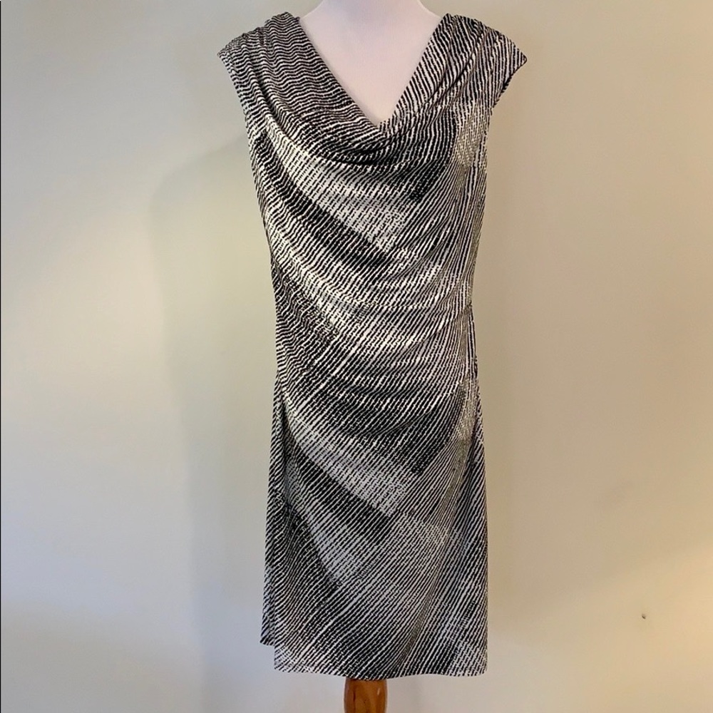 White House Black Market stretch draped neck dress